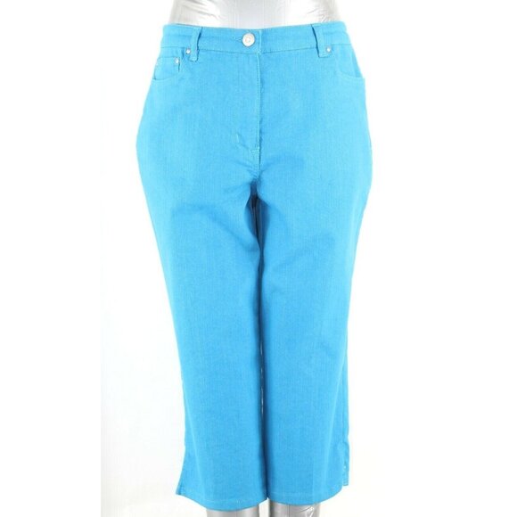 Ruby Rd. Pants - Ruby Rd Sz 6 x 18 Blue Rhinestone Pockets Cotton Blend Crop Jean Pant